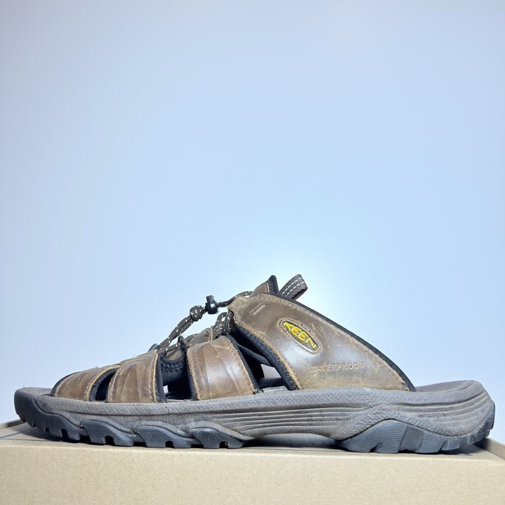 KEEN Newport Mens 12 Brown Leather Waterproof Closed Toe Hiking Water Sandals
